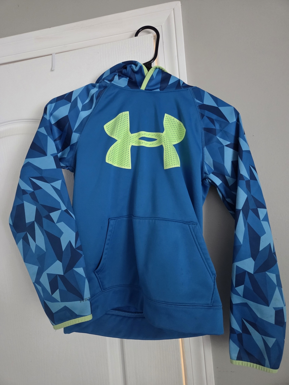 Under Armour Kids' Blue Geo Hoodie with Neon Logo